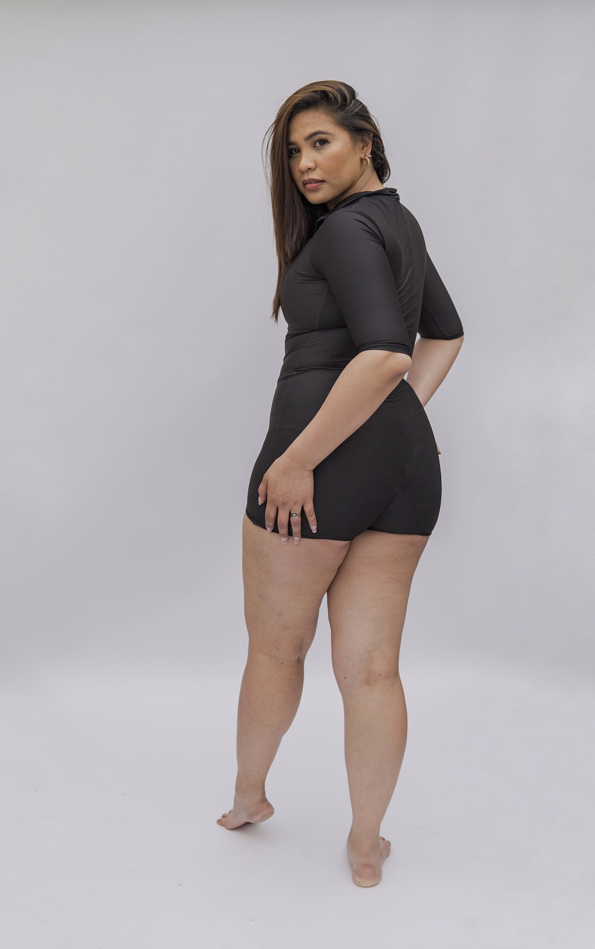 Half Sleeve Shapewear Swimsuit with Shorts