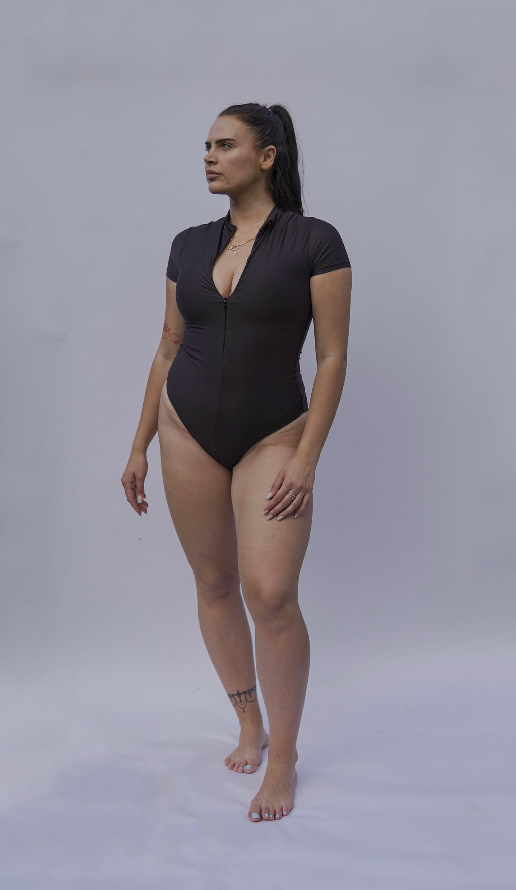 Short Sleeve Collared Shapewear Swimsuit