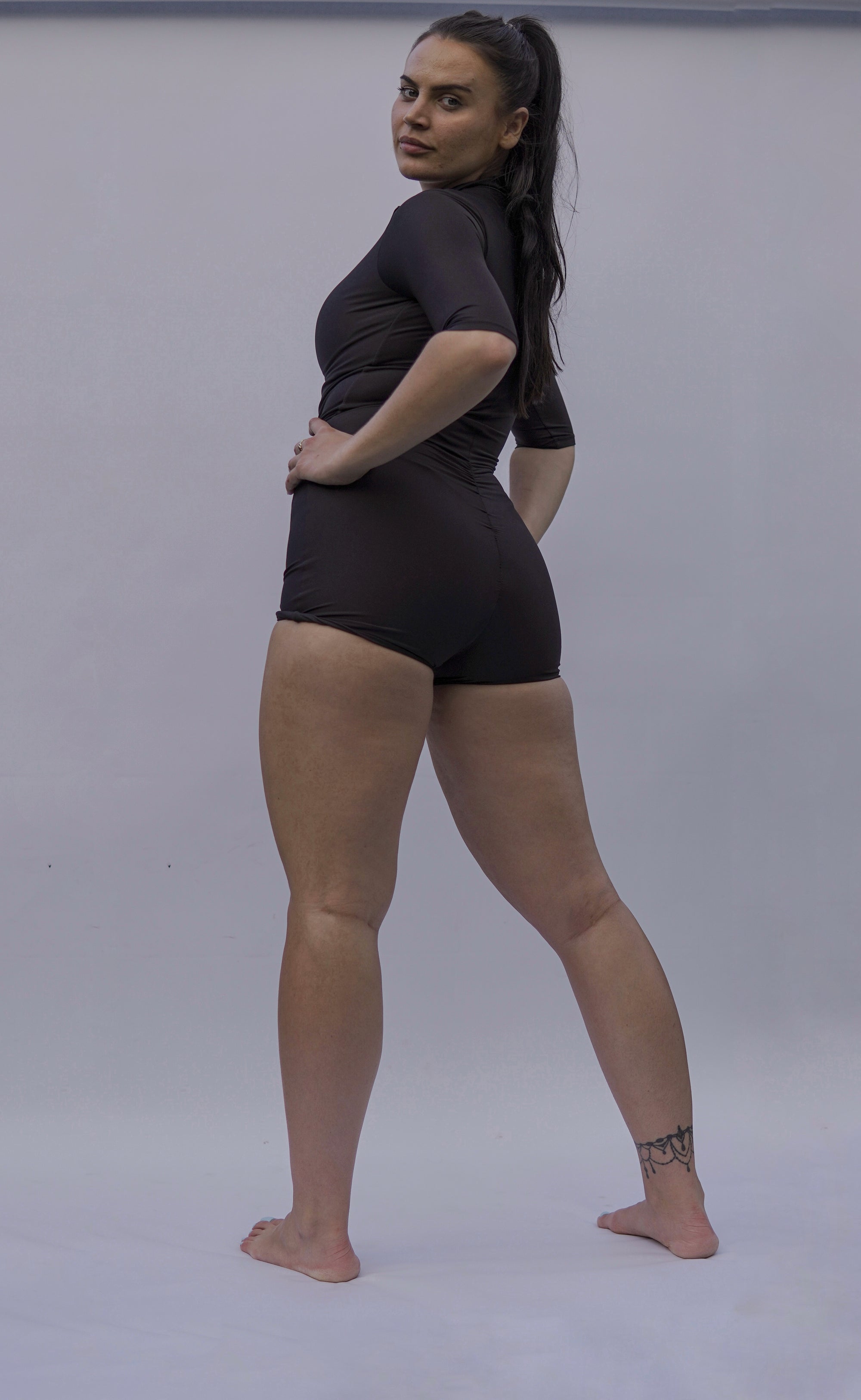 Half Sleeve Shapewear Swimsuit with Shorts